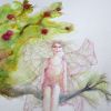 Jablůňka, 30 x 40 cm, kolorovaná kresba / akvarel+akvarelová pastelka - detail